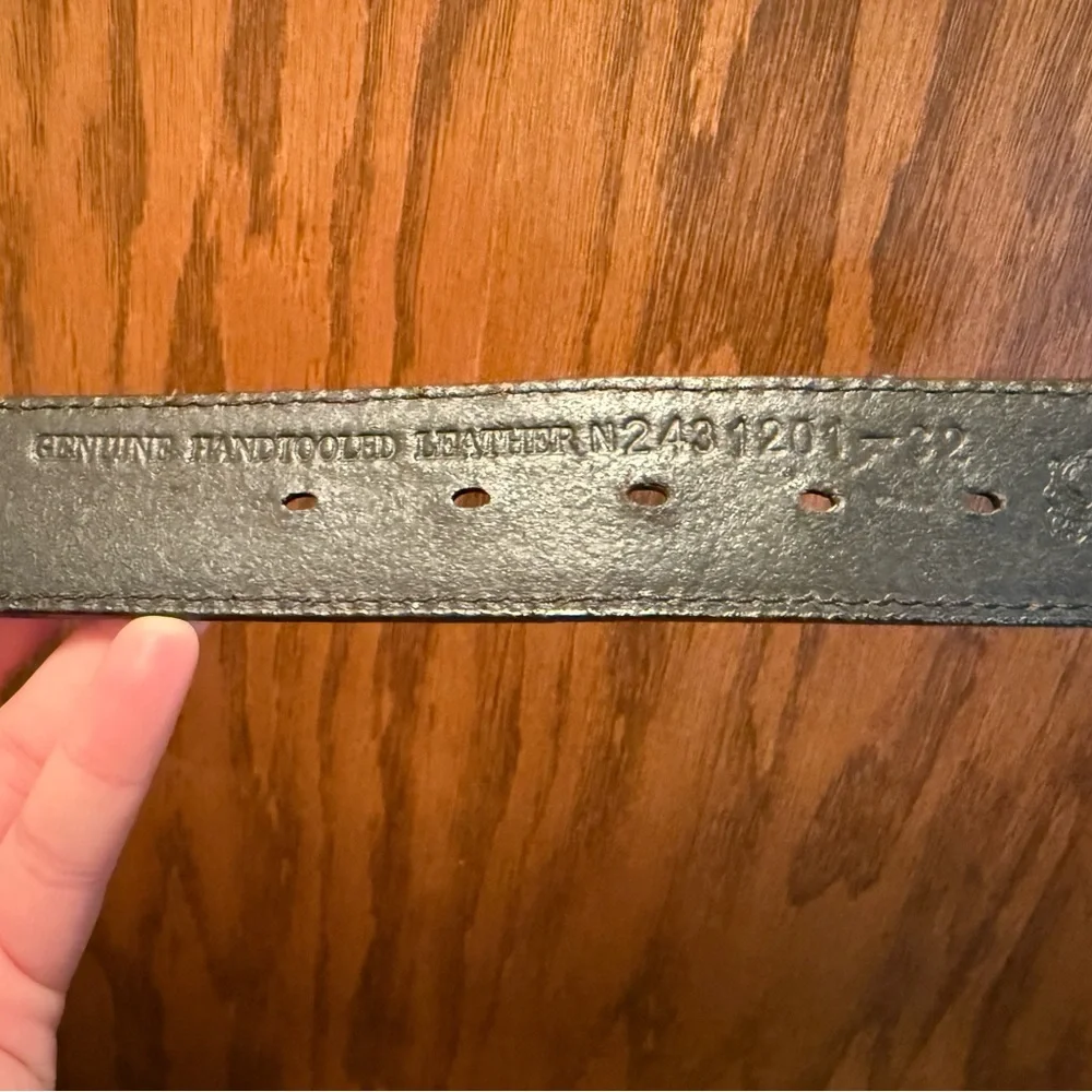 Black Beaded Leather Nocona Women's Belt